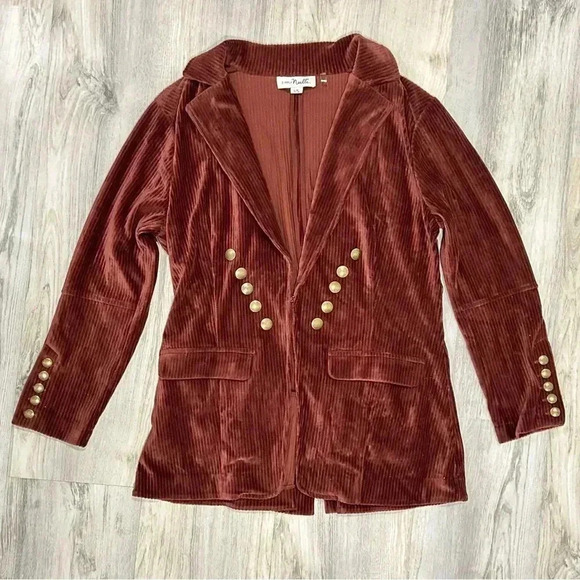 Simply Noelle Brown Corduroy Blazer Jacket Long Sleeve Collared Size L/XL - Picture 1 of 7